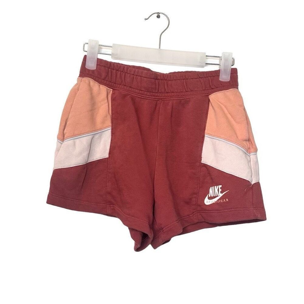 Nike Sportswear Colorblock Standard Fit Active Sweat Shorts Terracotta XS